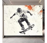 Jazzy Wallpaper Skateboard Boy, Wallpaper Goth Skateboard Boy 200x140cm Watercolor Street Sports Tapete 3D Fashionable Mural Modern Photomurals Giant Poster Bedroom Living Room Decorative Art UK