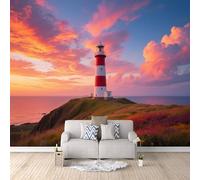 Jazzy Wallpaper Sunset at Sea, Mural Wallpaper Non-Woven Beach and Blue Seakids Room Decoration No Painting Needed Create A Feature Wall Safe for Kids Room 400X280Cm