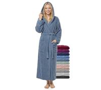 jazzylab Women’s Extra Long Hooded Bathrobe - 100% Cotton Terry 380gsm | Soft, highly absorbent comfort for relaxing after bathing, showering, sauna sessions or spa treatments