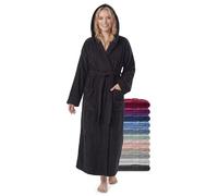 jazzylab Women’s Extra Long Hooded Bathrobe - 100% Cotton Terry 380gsm | Soft, highly absorbent comfort for relaxing after bathing, showering, sauna sessions or spa treatments