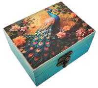 JB&C Premium Peacock Trinket Box Small Jewelry Keepsake Box | Earrings Necklace Storage Box for Girls Women | Peacock lovers Gift Idea, Animals Ornaments for Home Décor (3PS)
