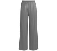 JB MODISH Women’s Palazzo Trousers - Wide Leg Crepe Culottes - Elasticated Waist Flared Pants - Stretch Smart Casual Bottoms (UK, Numeric, 8, 26, Regular, Regular, M/L | 12-14, Dark Grey)