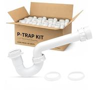 JB Products 50 Pack 1-1/2 Inch P-Trap Kit, Polypropylene Tubular with PVC Marvel Adapter, Ribbed Threaded Nuts for Strong Leak-Free Connection, Includes J-Bend, Wall Arm & Washers, Made in USA