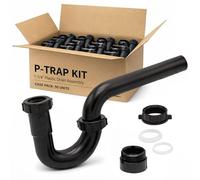 JB Products 50 Pack 1-1/4 Inch P-Trap Kit, Polypropylene Tubular with ABS Marvel Adapter, Ribbed Threaded Nuts for Strong Leak-Free Connection, Includes J-Bend, Wall Arm & Washers