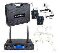 JB Systems HF-TWIN Receiver with 2x Headset Mic and 2x Beltpack/ Lavalier Mic