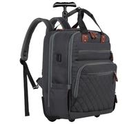 JBAOWEI 2-in-1 Hidden Rolling Diaper Bag, Convertible Travel Backpack Diaper Bag with Retractable Handle & Hidden Wheels,wet/dry compartment and 3 bottle storage