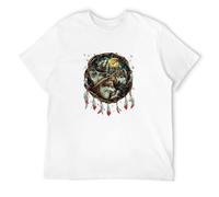 JBBKZ disc Men's Wild Wolf Dream Catcher Nero Medio Bianco Giallo Nero Rosso Mens Donne 100% Cotone Vintage Retro Animale Tee T-Shirts White XXL