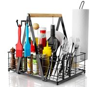 JBBTOOL Grill Caddy, BBQ Caddy for Outdoor Grill with Paper Towel Holder, Picnic Utensil Caddyfor Outdoor Kitchen, RV, Patio, Tailgate, Camping Essentials, Grilling Gifts for Men, Barbecue Tool Sets