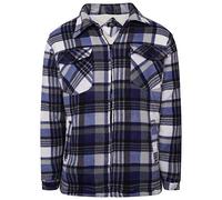 JBC Collection Men's Padded Check Shirt Fur Lumberjack Collared Quilted Jacket Thick Warm Thermal Casual Workwear Top Fleece Lumber Jack Padded Shirts (Blue, 2XL)