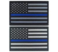JBCD 2 Pack American Thin Blue Line Flag Patch USA Police Flags Tactical Patch Pride Flag Velcro Moral Patch for Clothes Hat Patch Team Military Patch