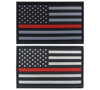 JBCD 2 Pack American Thin Red Line Flag Patch USA Firefighter Flags Tactical Patch Pride Flag Patch for Clothes Hat Patch Team Military Patch