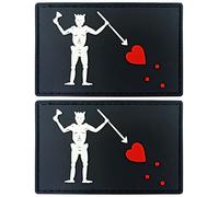 JBCD 2 Pack Pirate Edward Teach Flag Patch Blackbeard Flags Patches PVC Tactical Patch Pride Rubber Flag Patch for Backpack Hat Patch Team Military Patch