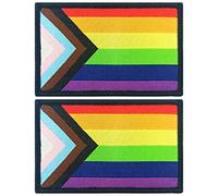 JBCD 2 Pack Pride Progress Rainbow Flags Patch LGBTQ Flag Patches Tactical Gay Inclusive Rainbow Flag Patch for Backpack Hat Team Patch