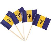 JBCD 200 Pcs Barbados Flag Toothpicks Cupcake Toppers Decorations, Cocktail Toothpick Flag Barbadian Cake Topper Picks Mini Small Flag Cupcake Pick Sticks
