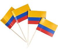 JBCD 200 Pcs Colombia Flag Toothpicks Cupcake Toppers Decorations, Cocktail Toothpick Flag Colombian Cake Topper Picks Mini Small Flag Cupcake Pick Sticks