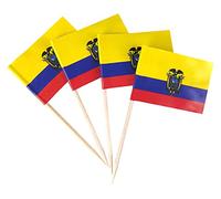 JBCD 200 Pcs Ecuador Flag Toothpicks Cupcake Toppers Decorations, Cocktail Toothpick Flag Ecuadoran Cake Topper Picks Mini Small Flag Cupcake Pick Sticks
