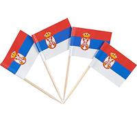 JBCD 200 Pcs Serbia Flag Toothpicks Serbian Flags Cupcake Toppers Decorations, Cocktail Toothpick Flag Cake Topper Picks Mini Small Flag Cupcake Pick Sticks