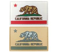JBCD California Flag Patch Tactical PVC Rubber Hook & Loop Fastener Patch (2 Pack)