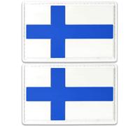 JBCD Finland Flag Patch Finnish Finn Tactical Patch - PVC Rubber Hook & Loop Fastener Patch (2 Pack)