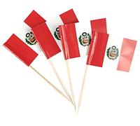 JBCD Peru Toothpick Flag Peruvian Mini Small Cupcake Topper Flags, 200pcs