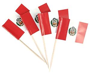 JBCD Peru Toothpick Flag Peruvian Mini Small Cupcake Topper Flags, 200pcs