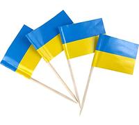 JBCD Ukraine Toothpick Flag Ukrainian Mini Small Cupcake Topper Flags, 200pcs