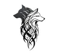 JBCHUCI Dual Wolf Wall Art - 15.7 Inch Black & White Contrasting Metal Sculpture, Rustic Wildlife Decor for Cabin, Lodge, Office & Man Cave