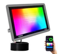 JBdusn 100W RGB LED Floodlight Outdoor, Smart RGBCW Flood Lights Colorful with Bluetooth WiFi APP Control Spotlight Color Changing Dimmable Party Lights for DJ Disco Party Garden Halloween Stage