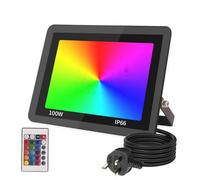 JBdusn 100W RGB LED Floodlight Outdoor with Remote Control, RGB Flood Lights Colorful with British Standard Plug, Spotlight Color Changing Dimmable Party Lights for DJ Disco Party Garden Halloween