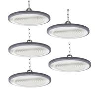 JBdusn 200W LED High Bay Light 5pcs, 6500K UFO Industrial Spotlight Workshop Ceiling Light with Chain, IP65 Waterproof Hall Lamp Spot Ceiling Lighting for Factories, Garages, Warehouses