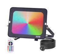 JBdusn 50W RGB LED Floodlight Outdoor, RGB Flood Lights Colorful with British Standard Plug, Spotlight Color Changing Dimmable Party Lights for DJ Disco Party Garden Halloween Stage