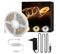 JBdusn CCT LED Strip COB White Tunable 5 m Kit, 576LEDs/m White Adjustable 24V LED Strip, 2700K-6500K Dimmable COB Headband with Tuya Controller and Power Supply for TV/Kitchen/Home DIY Decor