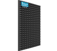 JBER 1 Pack Acoustic Foam Panels, 48" X 24" X 2" Pyramid Sound Proof Foam Panels for Walls, High Density Soundproofing Wall Panels Fire Resistant & Noise Absorbing for Recording Studio, Office, Black