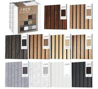 JBER 10Pack Acoustic Panels, Color Samples 3D Self-Adhesive Fluted Slat Sound Proofing Panels for Walls, Decorative UV-Printed Imitation Wood Grain Fibreboard for Recording Studio, Offices, 20×20×1cm