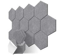 JBER 12 Pack Hexagon Acoustic Panels, Sound Proof Foam Self-adhesive,30 X 26 X 1cm High-Density Acoustic Wall Panels for Studio, Home Office(GREY)