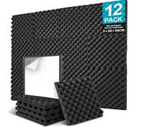 JBER 12 Pack Sound Proofing Panels Self Adhesive, Acoustic Panels 30 x 30 x 3 cm, High Density Acoustic Foam Wall Panels for Recording Studio Home Office Bedroom Games Rooms