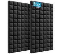 JBER 2 Pack Acoustic Foam Panels, 48" X 24" X 2" High Density Mushroom Sound Proof Foam Panels for Walls, Quick-Recovery Fire Resistant & Noise Absorbing Sound Panels for Office, Home, Black