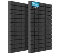 JBER 2 Pack Acoustic Foam Panels, 48" X 24" X 2" Quick-Recovery Sound Proof Foam Panels, High Density Fire Resistant & Noise Absorbing Wall Panels for Recording Studio, Office, Home, Black