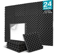 JBER 24 Pack Sound Proofing Panels Self Adhesive, Acoustic Panels 30 x 30 x 3 cm, High Density Acoustic Foam Wall Panels for Recording Studio Home Office Bedroom Games Rooms