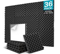JBER 36 Pack Sound Proofing Panels Self Adhesive, Acoustic Panels 30 x 30 x 3 cm, High Density Acoustic Foam Wall Panels for Recording Studio Home Office Bedroom Games Rooms