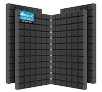 JBER 4 Pack Acoustic Foam Panels, 48" X 24" X 2" Quick-Recovery Sound Proof Foam Panels, High Density Fire Resistant & Noise Absorbing Wall Panels for Recording Studio, Office, Home, Black