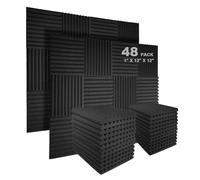 JBER 48 Pack Charcoal Acoustic Panels Studio Foam Wedges Fireproof Soundproof Padding Wall Panels 2.5 X 30 X 30cm/1" X 12" X 12"