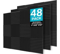 JBER 48 Pack Charcoal Acoustic Panels Studio Foam Wedges Fireproof Soundproof Padding Wall Panels 2.5 X 30 X 30cm/1" X 12" X 12"