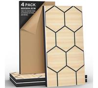 JBER 4Pack Acoustic Foam Panels, Self-Adhesive Soundproofing Panels for Walls, 3D Perforated Tri-Layer Polyester Fiber Decorative Wall Panels for Recording Studio, Offices, Home, 60×30×4.5cm, Hexagon
