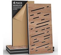 JBER 4Pack Acoustic Foam Panels, Self-Adhesive Soundproofing Panels for Walls, 3D Perforated Tri-Layer Polyester Fiber Decorative Wall Panels for Recording Studio, Office, Home, 60×30×4.5cm, Rain-Line