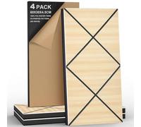 JBER 4Pack Acoustic Foam Panels, Self-Adhesive Soundproofing Panels for Walls, 3D Perforated Tri-Layer Polyester Fiber Decorative Wall Panels for Recording Studio, Offices, Home, 60×30×4.5cm, Rhombus