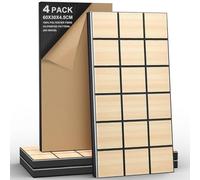 JBER 4Pack Acoustic Foam Panels, Self-Adhesive Soundproofing Panels for Walls, 3D Perforated Tri-Layer Polyester Fiber Decorative Wall Panels for Recording Studio, Offices, Home, 60×30×4.5cm, Square