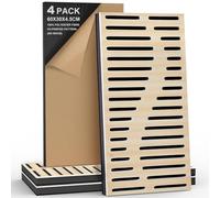 JBER 4Pack Acoustic Foam Panels, Self-Adhesive Soundproofing Panels for Walls, 3D Perforated Tri-Layer Polyester Fiber Decorative Wall Panels for Recording Studio, Offices, 60×30×4.5cm, Regular-Line