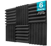JBER 6 Pack Charcoal Acoustic Sound Foam Panels, 5 X 30 X 30 cm/2" X 12" X 12" Studio Foam Wall, Fireproof Soundproof Wall Padding for Sound Insulation Treatment