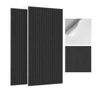 JBER 6Pack Acoustic Panels, Self-Adhesive 3D Fluted Slat Sound Proofing Panels for Walls, Decorative Acoustic Wall Panels for Recording Studio, Offices, Home, 60×60×1cm, Black